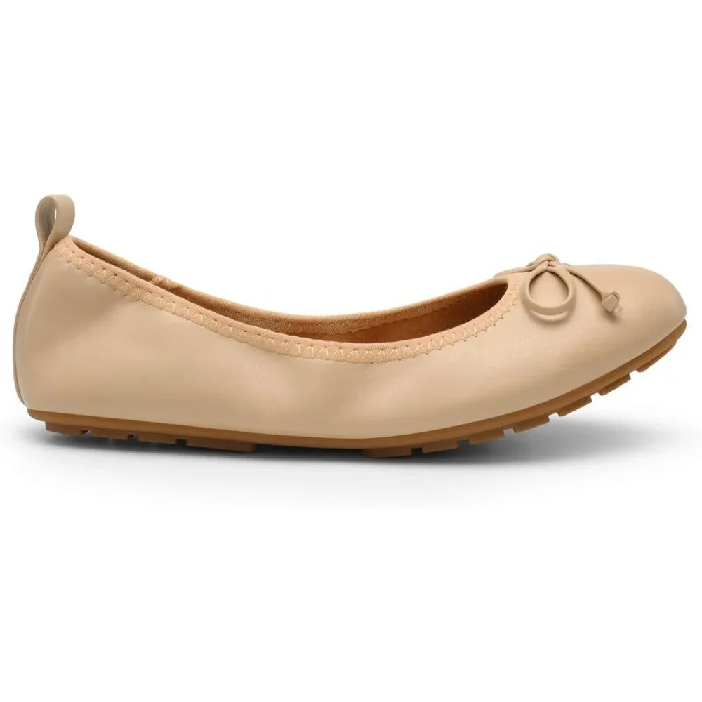 Women's Nude Bowknot Round Toe Comfort Light Weight Slip-on Foldable Flats